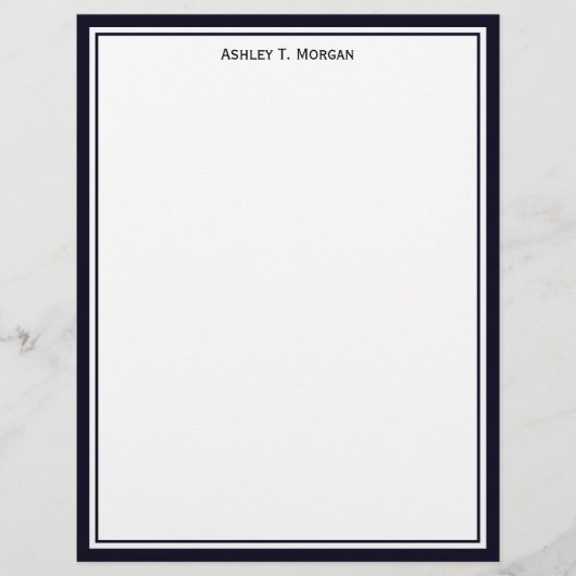 Eenvoudig DK Blue / White Personal Letterhead (Voorkant)