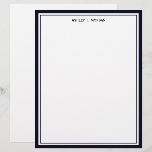 Eenvoudig DK Blue / White Personal Letterhead (Voorkant / Achterkant)