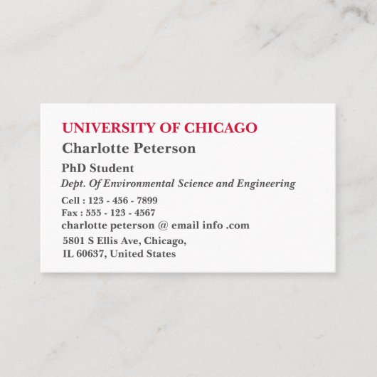 Eenvoudig doctoraat - Afstuderen Visitekaartje voo (Voorkant)