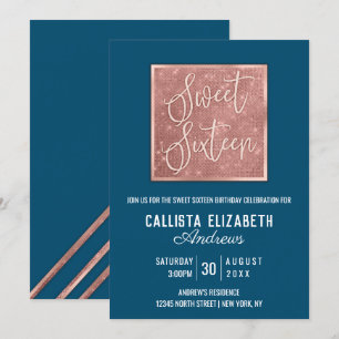 Eenvoudig Donker Blauwgroen Roos Gouden Glitter Ge Kaart