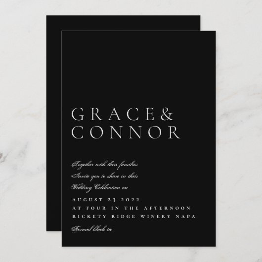 Eenvoudig, donker, elegant, modern kaart (Voorkant / Achterkant)