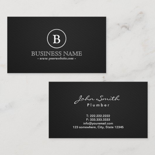 Eenvoudig donker monogram Visitekaartje (Voorkant / Achterkant)