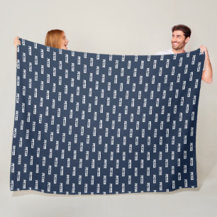 Eenvoudig donkerblauw Custom Repeat Name patroon Fleece Deken