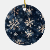 Eenvoudig donkerblauw met sneeuwvlokken All Over P Keramisch Ornament (Voorkant)