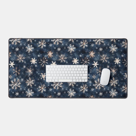 Eenvoudig donkerblauw met sneeuwvlokken bureaumat (Keyboard & Muis)
