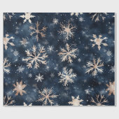 Eenvoudig donkerblauw met sneeuwvlokken cadeaupapier (Vlak)