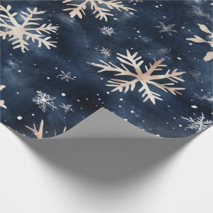 Eenvoudig donkerblauw met sneeuwvlokken cadeaupapier