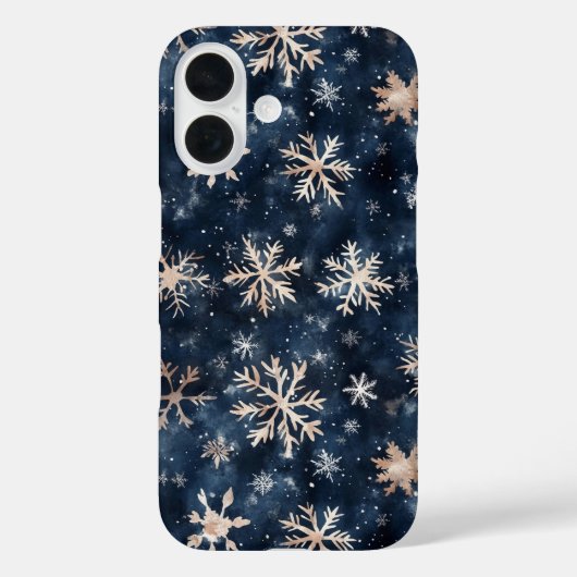 Eenvoudig donkerblauw met sneeuwvlokken Case-Mate iPhone case (Achterkant)