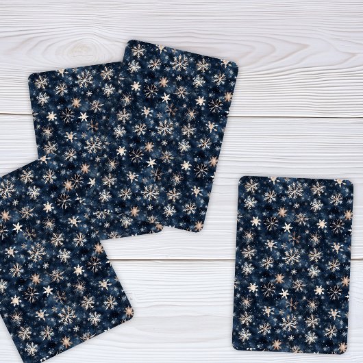 Eenvoudig donkerblauw met sneeuwvlokken pokerkaarten