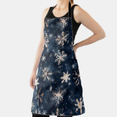 Eenvoudig donkerblauw met sneeuwvlokken schort (Insitu)