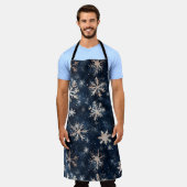 Eenvoudig donkerblauw met sneeuwvlokken schort (Gedragen)