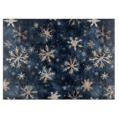 Eenvoudig donkerblauw met sneeuwvlokken snijplank (Voorkant)