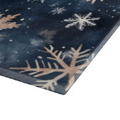 Eenvoudig donkerblauw met sneeuwvlokken snijplank (Hoek)