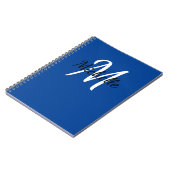 Eenvoudig donkerblauw monogram notitieboek (Linkerzijde)