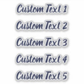Eenvoudig donkerblauw script 5 regels tekst sticker (Voorkant)