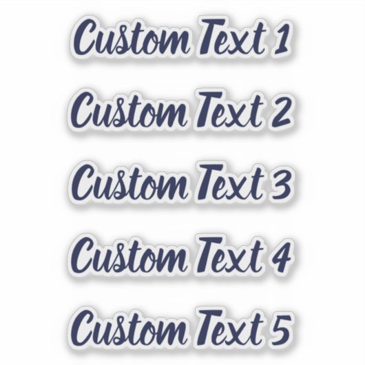 Eenvoudig donkerblauw script 5 regels tekst sticker (Voorkant)