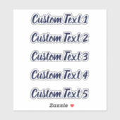 Eenvoudig donkerblauw script 5 regels tekst sticker (Vel)