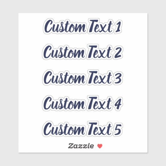 Eenvoudig donkerblauw script 5 regels tekst sticker (Vel)