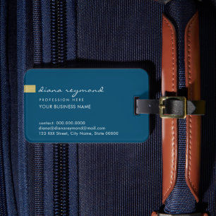 Eenvoudig donkerblauw Traveller Info Bagagelabel
