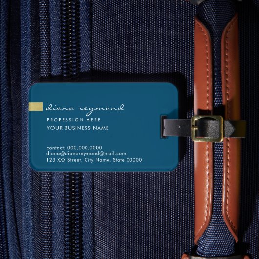 Eenvoudig donkerblauw Traveller Info Bagagelabel (Voorkant Insitu 4)