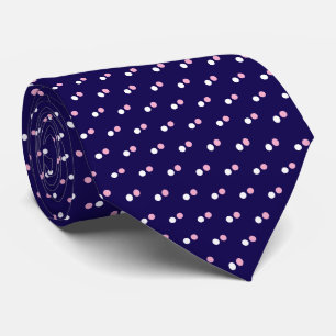 Eenvoudig donkerblauw wit en roze Stippen patroon Stropdas