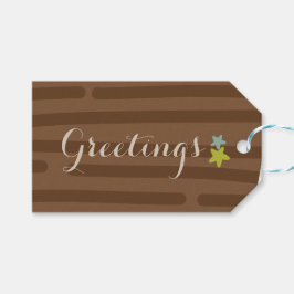 Eenvoudig, donkerbruin, gestreept minimalistisch cadeaulabel