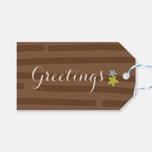 Eenvoudig, donkerbruin, gestreept minimalistisch cadeaulabel (Voorkant (Horizontaal))