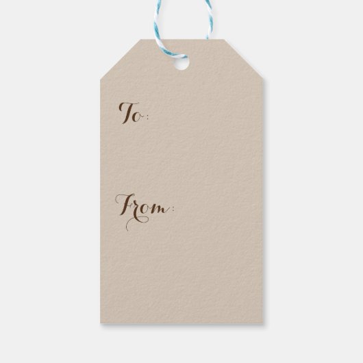 Eenvoudig, donkerbruin, gestreept minimalistisch cadeaulabel (Achterkant)