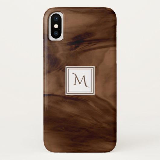 Eenvoudig donkerbruin subtiel marmer Modern Monogr Case-Mate iPhone Case (Achterkant)