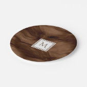 Eenvoudig donkerbruin subtiel marmer Modern Monogr Papieren Bordje (Gekanteld)