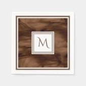 Eenvoudig donkerbruin subtiel marmer Modern Monogr Servetten (Voorkant)