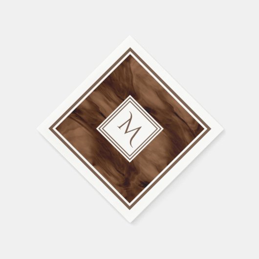 Eenvoudig donkerbruin subtiel marmer Modern Monogr Servetten (Hoek)