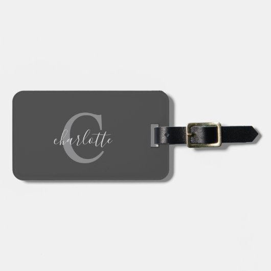 Eenvoudig donkergrijs Bagagelabel (Voorkant horizontaal)