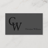 Eenvoudig Donkergrijs Elegant Monogram Professiona Visitekaartje (Voorkant)