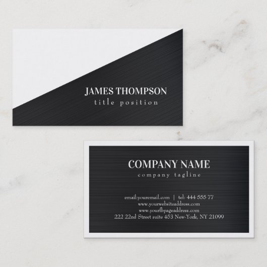 Eenvoudig donkergrijs geborsteld metaal visitekaartje (Voorkant / Achterkant)