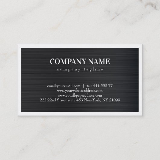 Eenvoudig donkergrijs geborsteld metaal visitekaartje (Achterkant)