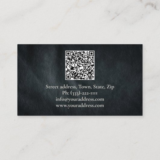 Eenvoudig Donkergrijs Lederen Patroon Persoonlijk Visitekaartje (Achterkant)