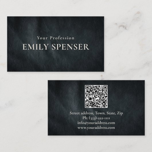 Eenvoudig Donkergrijs Lederen Patroon Persoonlijk Visitekaartje (Voorkant / Achterkant)