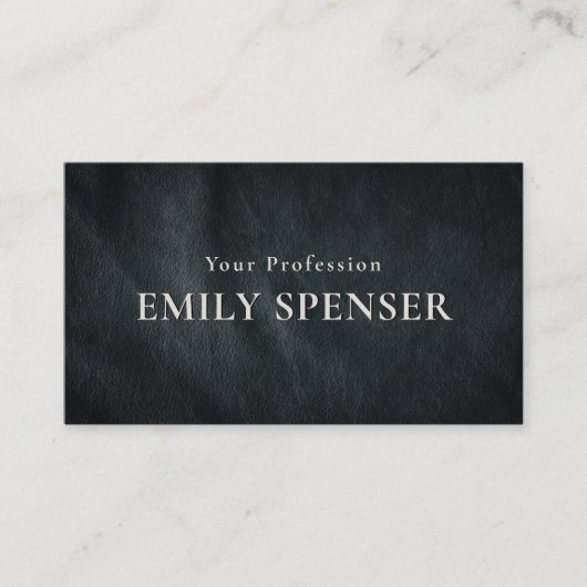 Eenvoudig Donkergrijs Lederen Patroon Persoonlijk Visitekaartje (Voorkant)