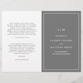 Eenvoudig donkergrijs monogram elegant huwelijkspr
