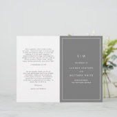 Eenvoudig donkergrijs monogram elegant huwelijkspr (Staand voorkant)