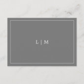 Eenvoudig donkergrijs monogram elegante bruiloft informatiekaartje (Achterkant)