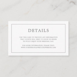 Eenvoudig donkergrijs monogram elegante bruiloft informatiekaartje