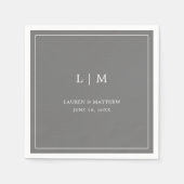 Eenvoudig donkergrijs monogram elegante bruiloft servet (Voorkant)