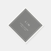 Eenvoudig donkergrijs monogram elegante bruiloft servet (Hoek)