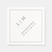 Eenvoudig donkergrijs monogram elegante bruiloft servet (Voorkant)