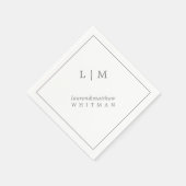 Eenvoudig donkergrijs monogram elegante bruiloft servet (Hoek)