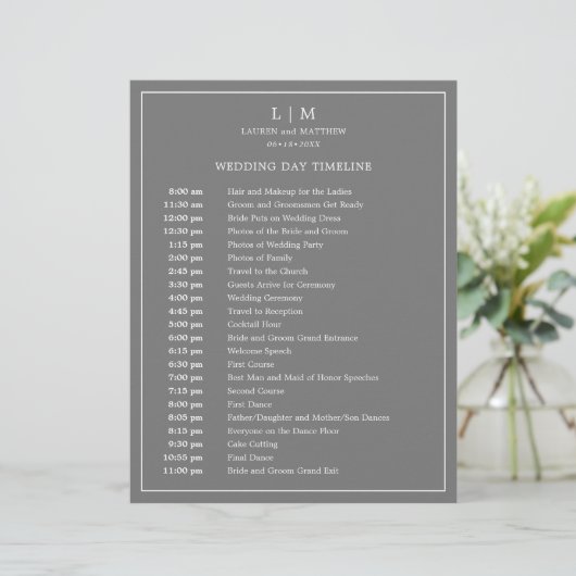 Eenvoudig donkergrijs monogram Elegante bruiloft t (Staand voorkant)