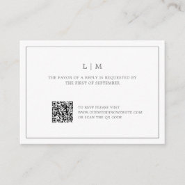 Eenvoudig donkergrijs monogram QR-code bruiloft RS Notitiekaartje