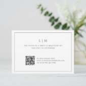 Eenvoudig donkergrijs monogram QR-code Elegante br RSVP Kaartje (Staand voorkant)